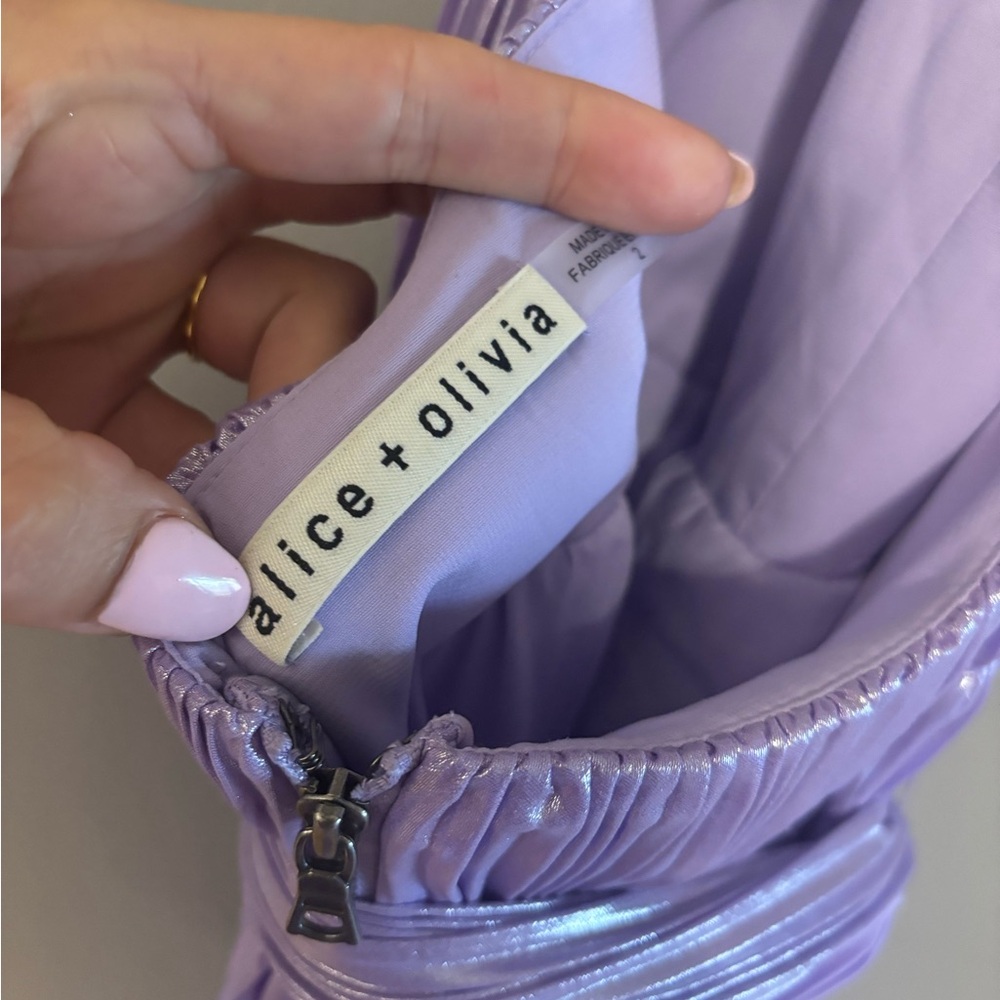 Alice + Olivia Arista Halterneck Accordion Pleat Maxi Dress in lavender Size 2 - Picture 10 of 12